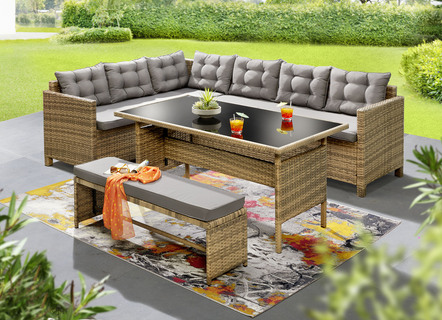 Stilvolle Ecklounge mit Bank