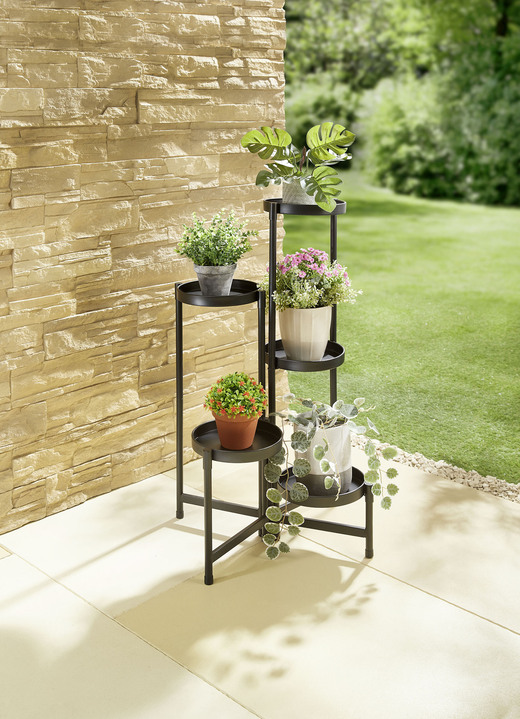 Gartenmöbel - Pflanzenständer aus Eisen, in Farbe SCHWARZ, in Ausführung Pflanzständer klein Ansicht 3
