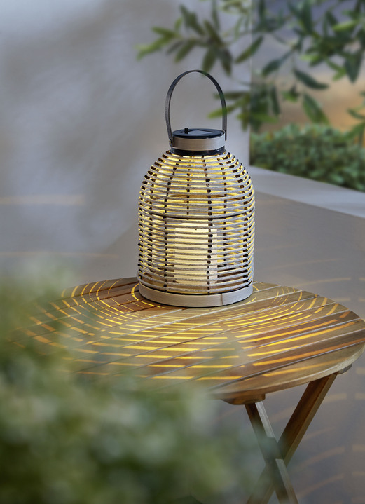 Gartenbeleuchtung - LED-Solar-Korbleuchte, in Farbe NATUR Ansicht 2