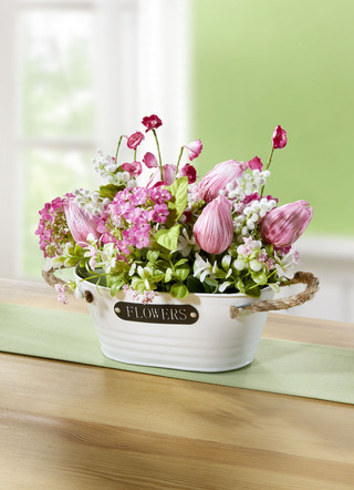 Tulpen-Gesteck in Topf