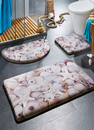 Badgarnituren - Traumhafte Badgarnitur mit Bandeinfassung, in Größe 100 (Vorleger halbrund, 50x 80 cm) bis 109 (Hänge-WC-Vorleger, 50x 45 cm), in Farbe MULTICOLOR – Farbe MULTICOLOR – Ansicht 