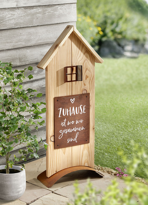Gartendekoration - Aufsteller Zuhause ist wo wir zusammen sind , in Farbe BRAUN