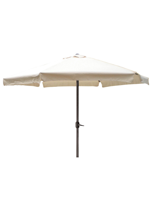 Sonnenschutz - Sonnenschirm mit robustem Aluminiumgestell, in Farbe BEIGE, in Ausführung ø 3 m, mit Volant Ansicht 1