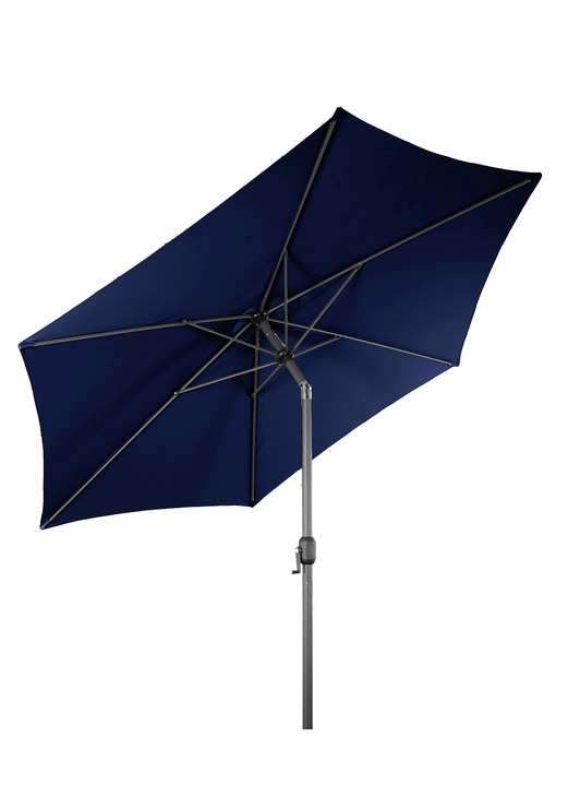 Sonnenschutz - Sonnenschirm mit robustem Aluminiumgestell, in Farbe BLAU, in Ausführung ø 2,5 m, knickbar, ohne Volant Ansicht 1