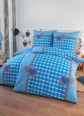 Dobnig - 4-teiliges Bettwäsche-Set mit rustikalem Karodessin, in Größe 411 (2x 40x80 cm + 2x 135x200 cm) bis 412 (2x 80x80 cm + 2x 135x200 cm), in Farbe ROT