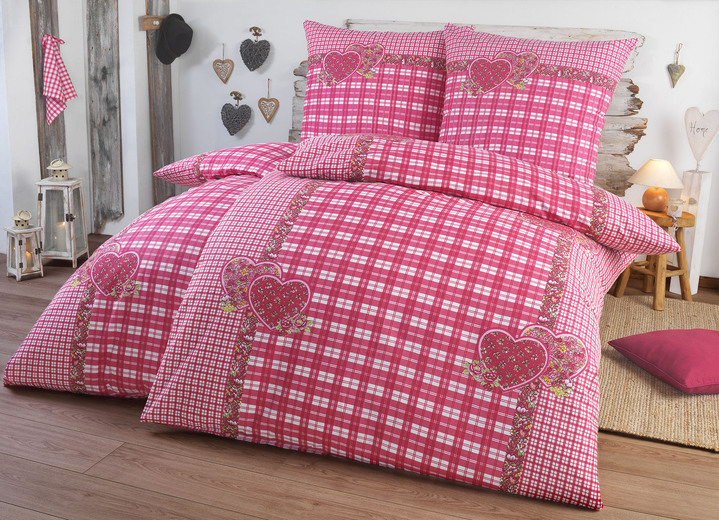 Dobnig - 4-teiliges Bettwäsche-Set mit rustikalem Karodessin, in Größe 411 (2x 40x80 cm + 2x 135x200 cm) bis 412 (2x 80x80 cm + 2x 135x200 cm), in Farbe BLAU Ansicht 4