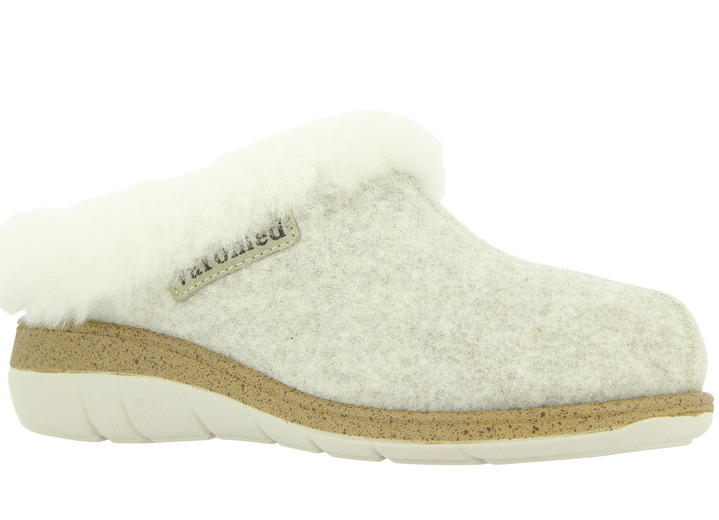 Gesundheitsschuhe - Hausschuh mit Lammfellkragen, in Größe 036 bis 042, in Farbe BEERE Ansicht 3