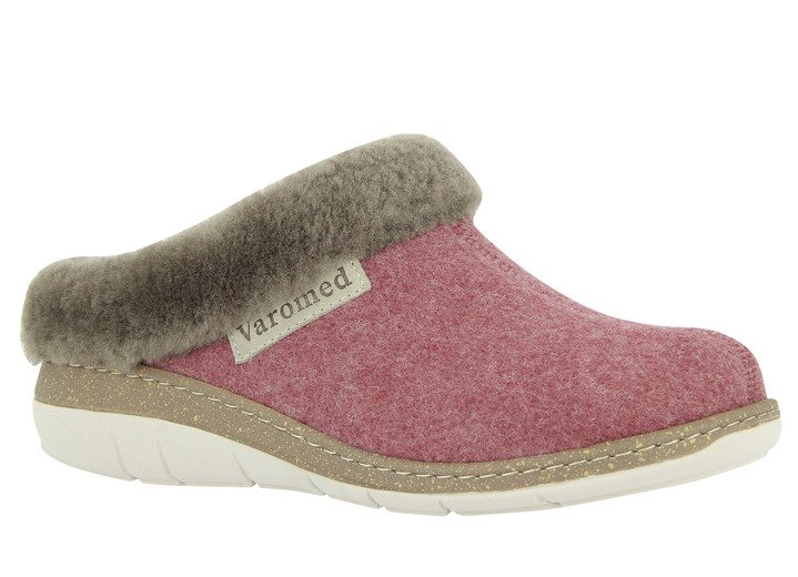 Gesundheitsschuhe - Hausschuh mit Lammfellkragen, in Größe 036 bis 042, in Farbe BRAUN Ansicht 2