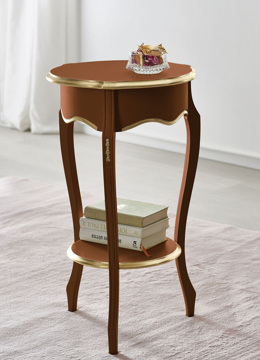 Beistelltische - Beistelltisch mit handgefertigten Applikationen, in Farbe WEISS-GOLD Ansicht 2