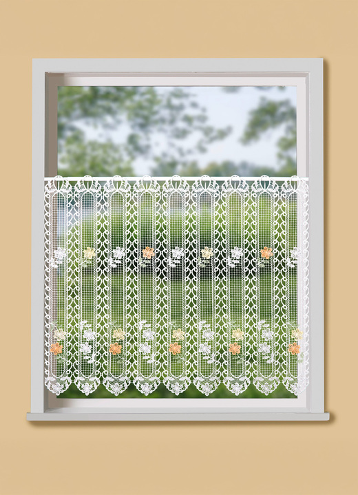 Kurzgardinen - Kurzstore in Macramé-Qualität Ansicht 2 Kurzgardinen - Kurzstore in Macramé-Qualität, in Größe 660 (H30xB100 cm) bis 858 (H60xB130 cm), in Farbe WEISS Ansicht 2