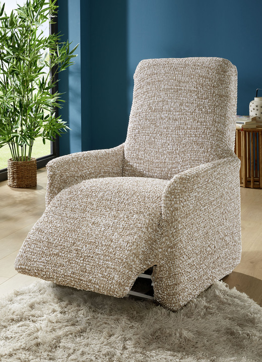 Sessel- & Sofaüberwürfe - Bi-elastische Mikrofaser-Stretchbezüge Ansicht 16 Sessel- & Sofaüberwürfe - Bi-elastische Mikrofaser-Stretchbezüge, in Größe 101 (Sesselbezug) bis 105 (TV-Sessel-Bezug), in Farbe BEIGE Ansicht 16