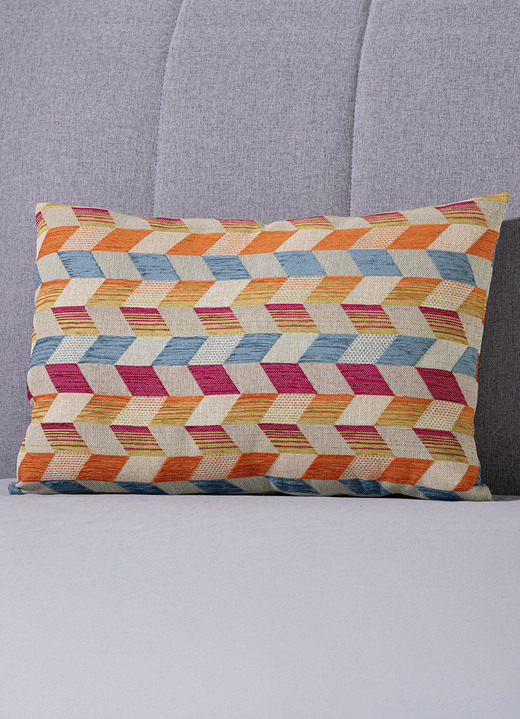 Dekokissen & Hüllen - Kissenbezug mit dreidimensionalem Würfel-Dessin, in Größe 105 (40x40 cm) bis 110 (50x50 cm), in Farbe BLAU-GRÜN Ansicht 11