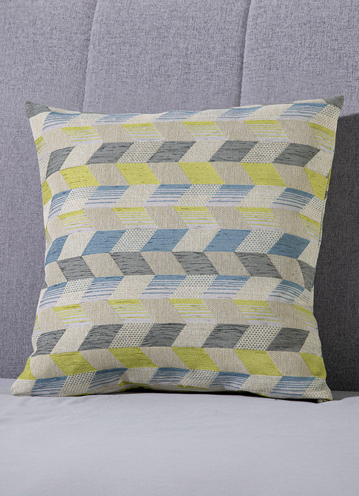 Dekokissen & Hüllen - Kissenbezug mit dreidimensionalem Würfel-Dessin, in Größe 105 (40x40 cm) bis 110 (50x50 cm), in Farbe GRAU-GOLD Ansicht 6