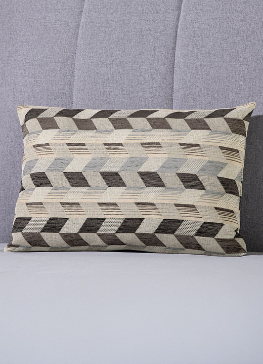 Dekokissen & Hüllen - Kissenbezug mit dreidimensionalem Würfel-Dessin, in Größe 105 (40x40 cm) bis 110 (50x50 cm), in Farbe BLAU-GRÜN Ansicht 6