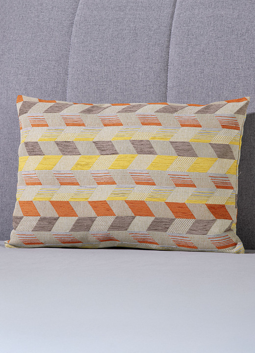 Dekokissen & Hüllen - Kissenbezug mit dreidimensionalem Würfel-Dessin, in Größe 105 (40x40 cm) bis 110 (50x50 cm), in Farbe BLAU-GRÜN Ansicht 9