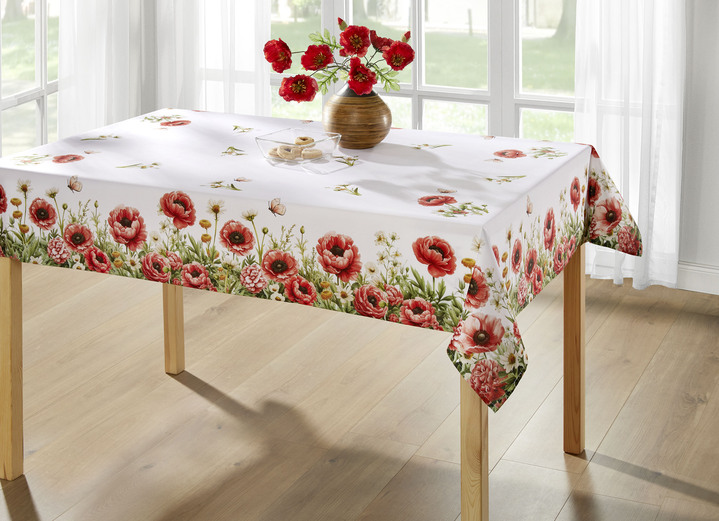Tischdecken - Tisch- und Raumdekoration mit Mohnblumen-Motiv, in Größe 102 (Läufer, 40x 90 cm) bis 404 (Kissenbezug, 40x 40 cm), in Farbe MULTICOLOR Ansicht 3