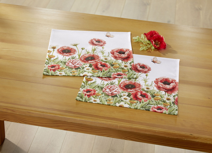 Tischdecken - Tisch- und Raumdekoration mit Mohnblumen-Motiv, in Größe 102 (Läufer, 40x 90 cm) bis 404 (Kissenbezug, 40x 40 cm), in Farbe MULTICOLOR Ansicht 5
