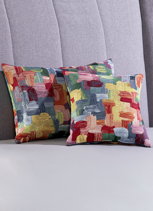 Dekokissen & Hüllen - Kissenbezug mit Reißverschluss, in Größe 105 (Kissenbezug, 40x40 cm) bis 110 (Kissenbezug, 50x50 cm), in Farbe BUNT, in Ausführung Dessin 2: Häuser Ansicht 4