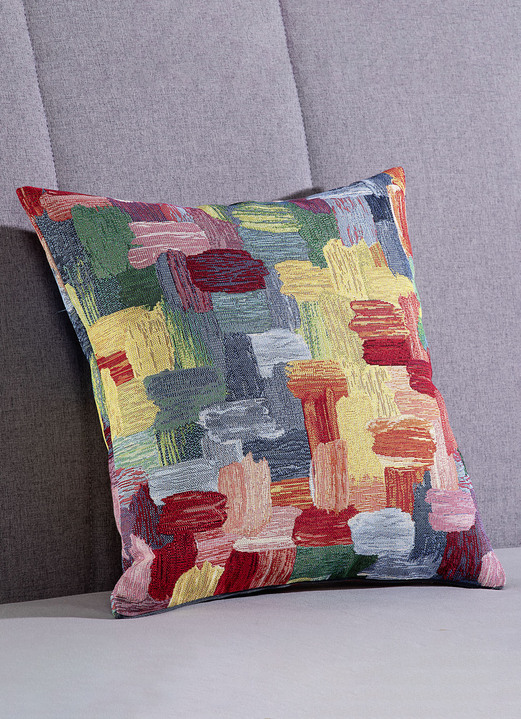 Dekokissen & Hüllen - Kissenbezug mit Reißverschluss, in Größe 105 (Kissenbezug, 40x40 cm) bis 110 (Kissenbezug, 50x50 cm), in Farbe BUNT, in Ausführung Dessin 2: Häuser Ansicht 3