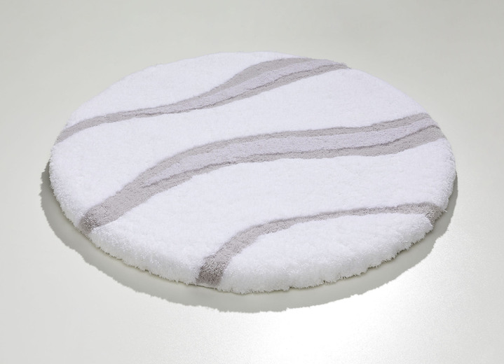 Kleine Wolke - Moderne Badgarnitur von Kleine Wolke, in Größe 100 (Vorleger halbrund, 50/ 80 cm bis 112 (WC-Deckelbezug mit Kordel, 47/ 50 cm)), in Farbe WEISS-CREME Ansicht 20