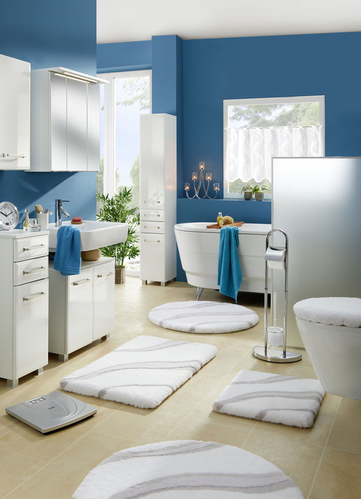 Kleine Wolke - Moderne Badgarnitur von Kleine Wolke, in Größe 100 (Vorleger halbrund, 50/ 80 cm bis 112 (WC-Deckelbezug mit Kordel, 47/ 50 cm)), in Farbe WEISS-CREME Ansicht 18