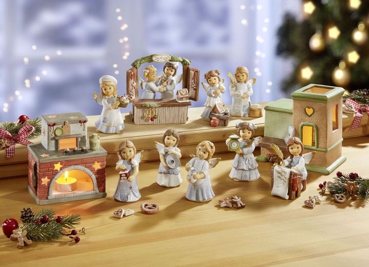 Goebel-Figuren - Szene Lebkuchenbäckerei aus der Nina & Marco-Serie Ansicht 2 Goebel-Figuren - Szene Lebkuchenbäckerei aus der Nina & Marco-Serie, in Farbe BLAU, in Ausführung Engel mit Waage Ansicht 2