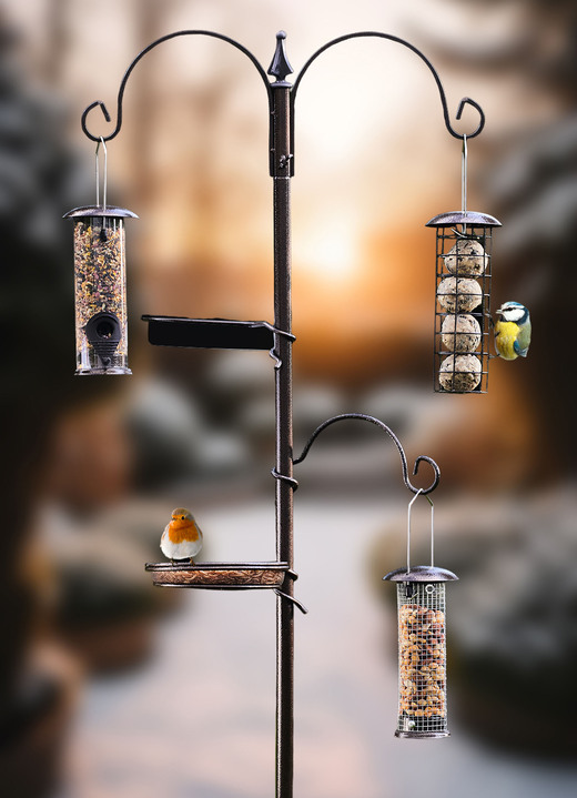 Gartengeräte und Zubehör - 5 in 1 Vogelfutterstation, in Farbe BRAUN