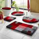 Badgarnituren - Badgarnitur in Supersoft-Qualität – Farbe GRAU-ROT Badgarnituren - Badgarnitur in Supersoft-Qualität, in Größe 100 (Vorleger halbrund, 50x 80 cm) bis 112 (WC-Deckelbezug, 47x 50 cm), in Farbe GRAU-ROT