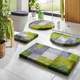 Badgarnituren - Badgarnitur in Supersoft-Qualität – Farbe GRÜN-GRAU – Ansicht 2 Badgarnituren - Badgarnitur in Supersoft-Qualität, in Größe 100 (Vorleger halbrund, 50x 80 cm) bis 112 (WC-Deckelbezug, 47x 50 cm), in Farbe GRAU-ROT – Farbe GRÜN-GRAU – Ansicht 2