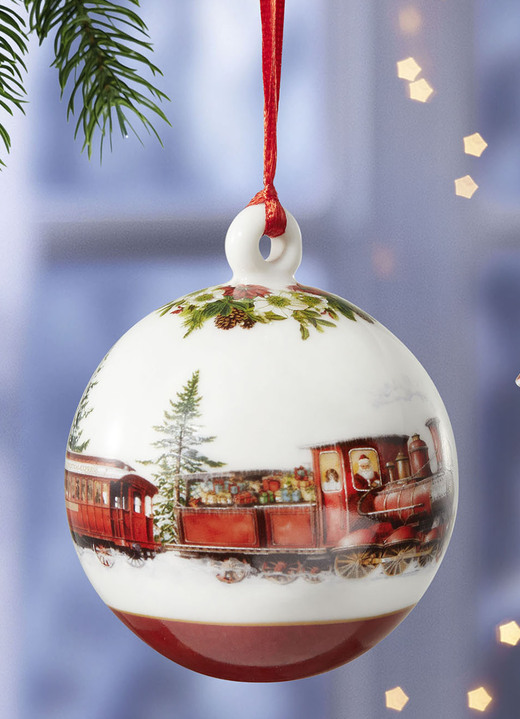 Christbaumschmuck - Jahresbaumschmuck 2025, in Farbe WEISS-ROT, in Ausführung Jahreskugel 2025 Ansicht 1