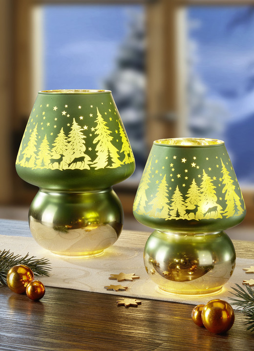 Weihnachtliche Geschenkideen - Hübsche beleuchtete LED- Lampe, 2er-Set, in Farbe GRÜN