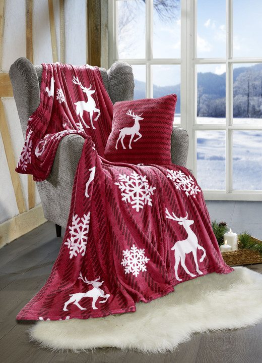 Dekokissen & Hüllen - Kuschelige Wohnaccessoires, in Größe 225 (Wohndecke, 150x200 cm) bis 905 (Kissen mit Füllung, 45x 45 cm), in Farbe ROT Ansicht 6