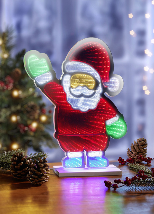 Weihnachtliche Dekorationen - LED-Weihnachtsmann aus Kunststoff, in Farbe BUNT