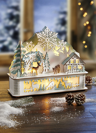 Beleuchtete Holz-Dekoration