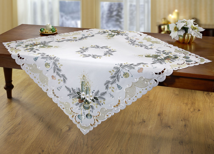Tischdecken - Bestickte Tisch- und Raumdekoration, in Größe 101 (Deckchen, 35x 50 cm) bis 404 (Kissenbezug, 40x 40 cm), in Farbe SEKT-GRÜN Ansicht 12