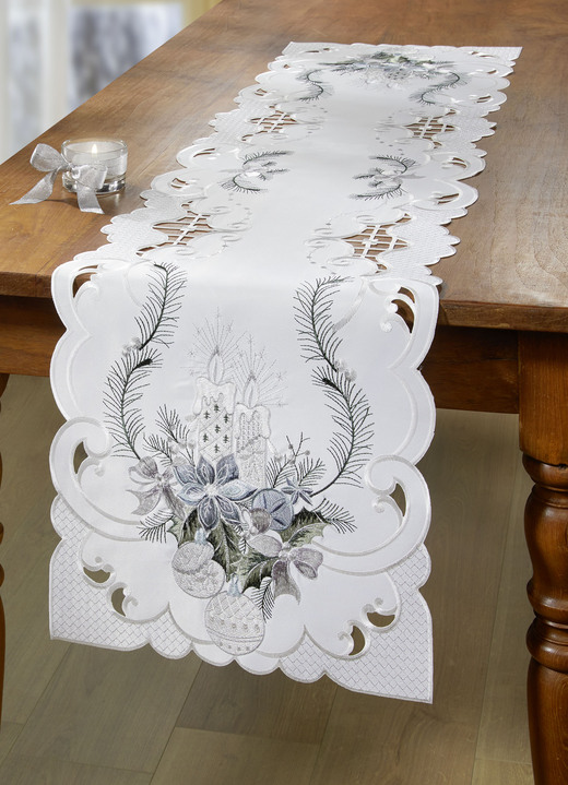 Tischdecken - Bestickte Tisch- und Raumdekoration, in Größe 101 (Deckchen, 35x 50 cm) bis 404 (Kissenbezug, 40x 40 cm), in Farbe SEKT-GRÜN Ansicht 5