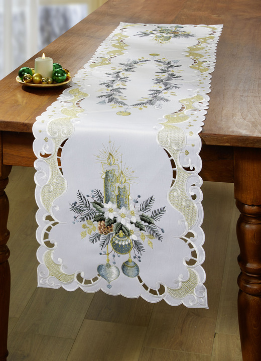 Tischdecken - Bestickte Tisch- und Raumdekoration, in Größe 101 (Deckchen, 35x 50 cm) bis 404 (Kissenbezug, 40x 40 cm), in Farbe SEKT-GRÜN Ansicht 14