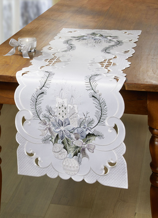 Tischdecken - Bestickte Tisch- und Raumdekoration, in Größe 101 (Deckchen, 35x 50 cm) bis 404 (Kissenbezug, 40x 40 cm), in Farbe SEKT-GRÜN Ansicht 4