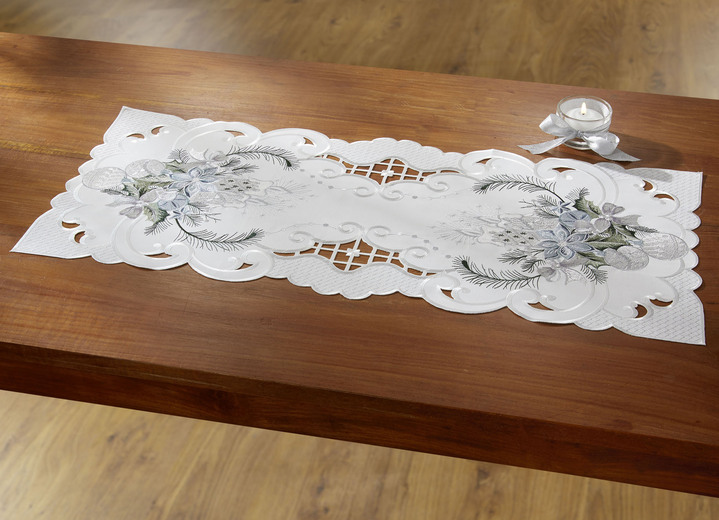 Tischdecken - Bestickte Tisch- und Raumdekoration, in Größe 101 (Deckchen, 35x 50 cm) bis 404 (Kissenbezug, 40x 40 cm), in Farbe SEKT-GRÜN Ansicht 3