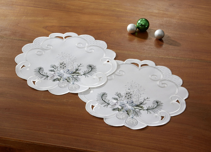 Tischdecken - Bestickte Tisch- und Raumdekoration, in Größe 101 (Deckchen, 35x 50 cm) bis 404 (Kissenbezug, 40x 40 cm), in Farbe SEKT-GRÜN Ansicht 8