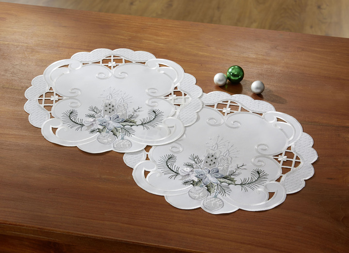 Tischdecken - Bestickte Tisch- und Raumdekoration, in Größe 101 (Deckchen, 35x 50 cm) bis 404 (Kissenbezug, 40x 40 cm), in Farbe SEKT-GRÜN Ansicht 9