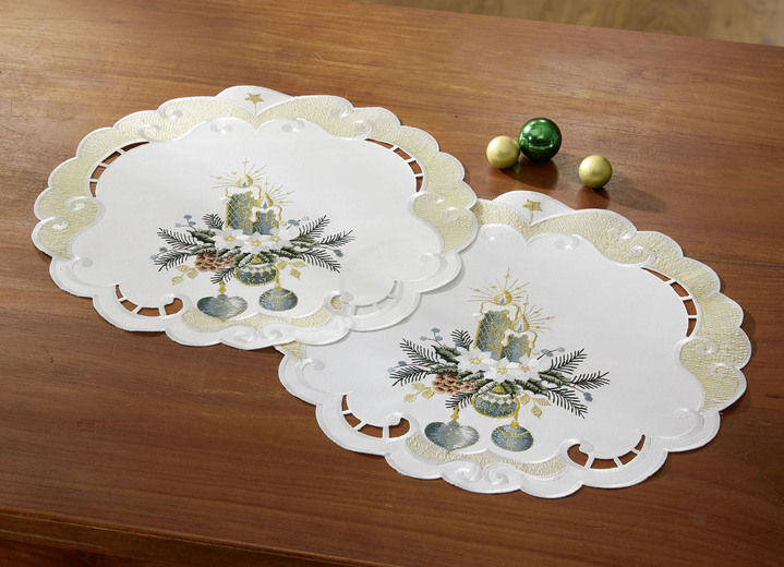 Tischdecken - Bestickte Tisch- und Raumdekoration, in Größe 101 (Deckchen, 35x 50 cm) bis 404 (Kissenbezug, 40x 40 cm), in Farbe SEKT-GRÜN Ansicht 18