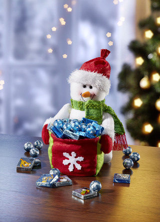 Schneemann gefüllt mit Schokolade