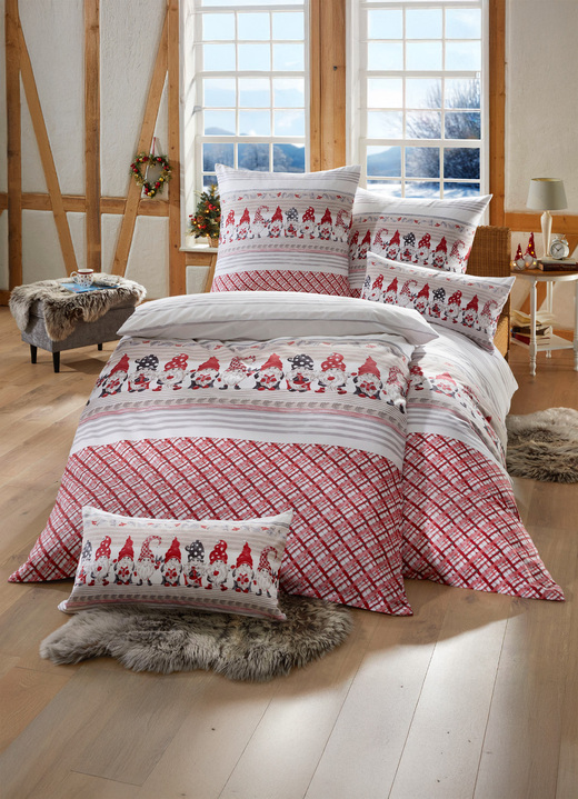 Bettwäschegarnituren - Flanell-Bettwäsche-Garnitur mit Reißverschluss, in Größe 111 (40x80 cm + 135x200 cm) bis 115 (80x80 cm + 155x220 cm), in Farbe MULTICOLOR