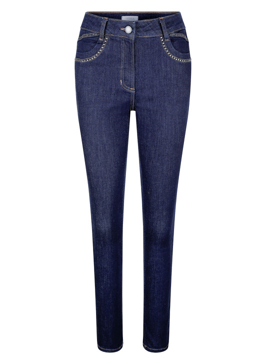 Hosen - Jeans in 4-Pocket-Form, in Größe 021 bis 052, in Farbe DUNKELBLAU Ansicht 1
