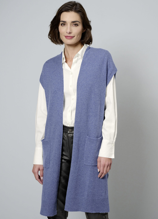Pullover & Strickmode - Long-Strickweste aus Kaschmir, in Größe 038 bis 052, in Farbe JEANSBLAU Ansicht 1