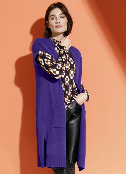 Pullover & Strickmode - Long-Strickweste aus Kaschmir, in Größe 038 bis 052, in Farbe ANTHRAZIT Ansicht 4