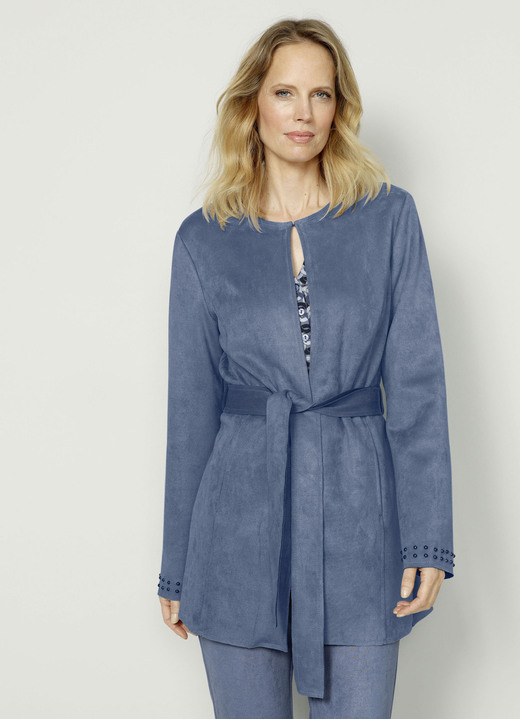 Blazer & Anzüge - Blazer mit Nietenzier an den Ärmelabschlüssen Ansicht 2 Blazer & Anzüge - Blazer mit Nietenzier an den Ärmelabschlüssen, in Größe 020 bis 052, in Farbe RAUCHBLAU Ansicht 2