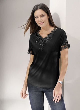 Shirt mit floraler Spitze in 5 Farben
