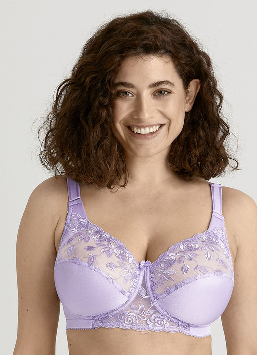 Bügel-BH - Miss Mary Bügel-BH mit floraler Tüllstickereispitze im Vorderteil, in Größe 075 bis 110, in Cup F, in Farbe WEISS Ansicht 10